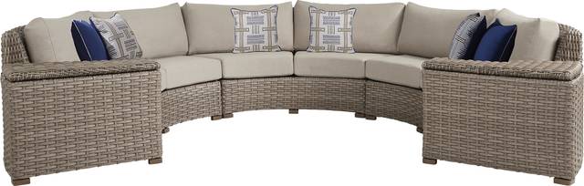 Siesta Key Driftwood 5 Pc Outdoor Curved Sectional with Sand Cushions - Thumbnail - Image 1