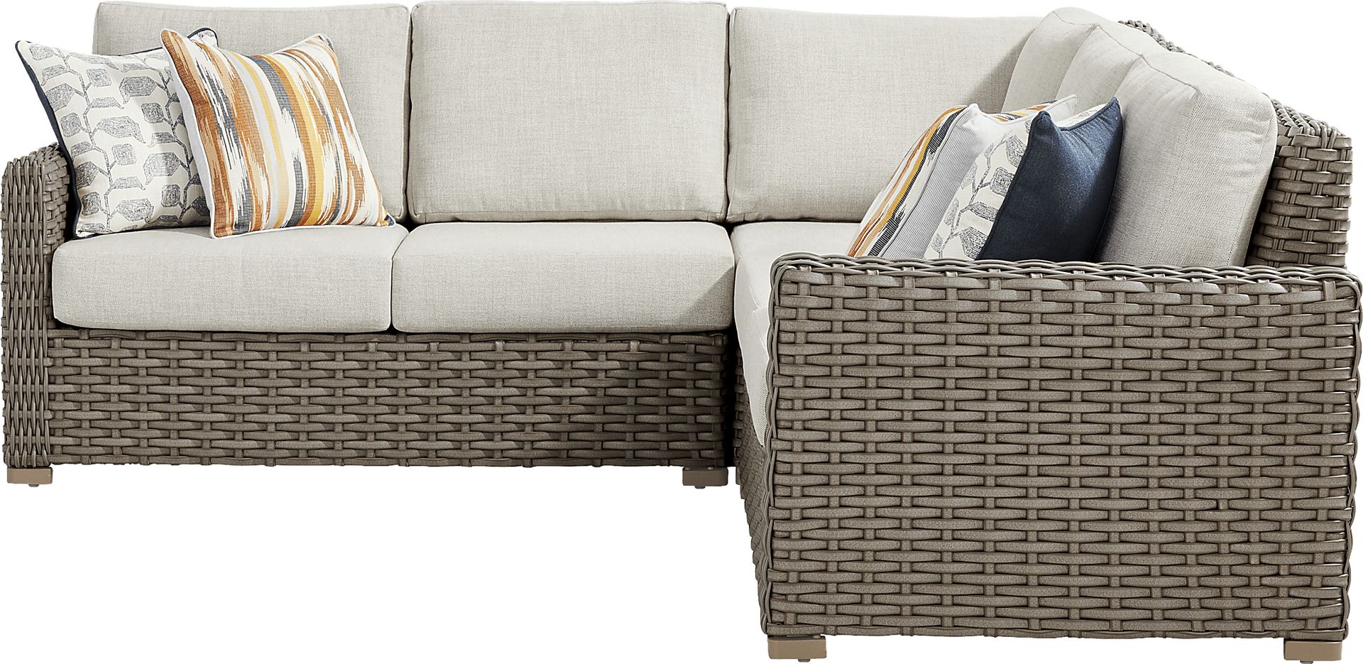 Siesta Key Driftwood Finish 3 Pc Outdoor Sectional with Desert Cushions - Image 3