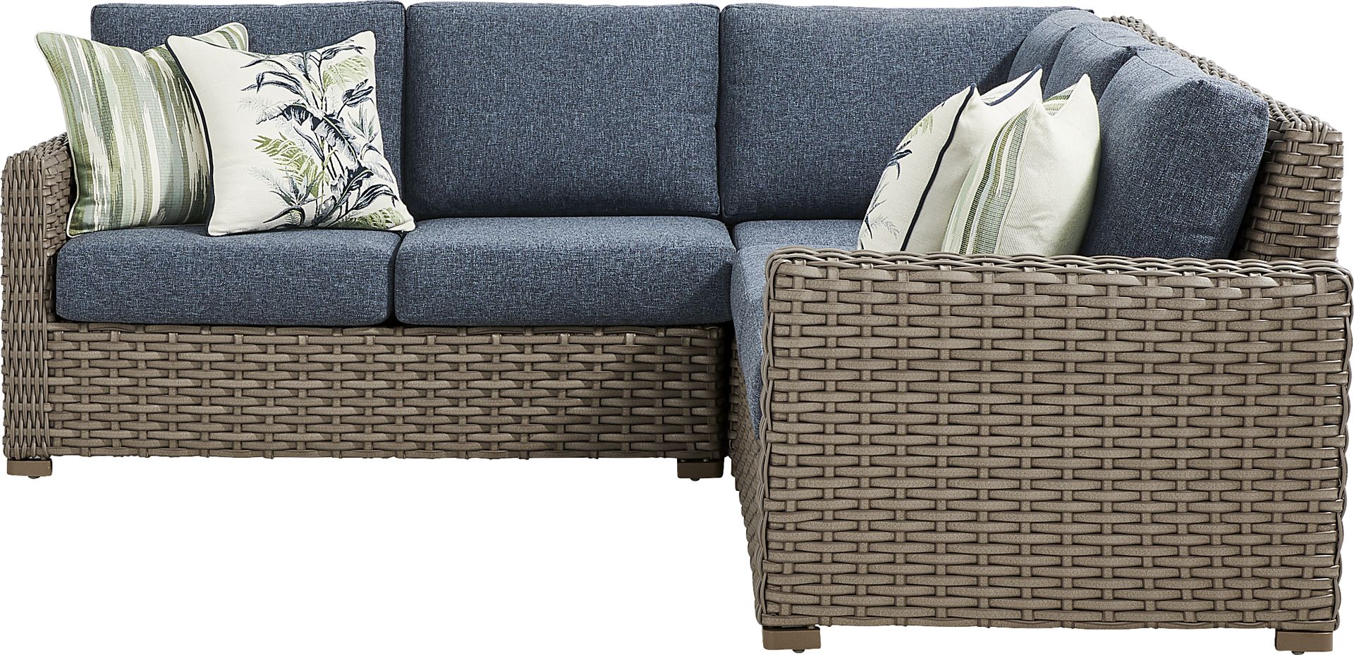 Siesta Key Driftwood Finish 3 Pc Outdoor Sectional with Ink Cushions - Image 3