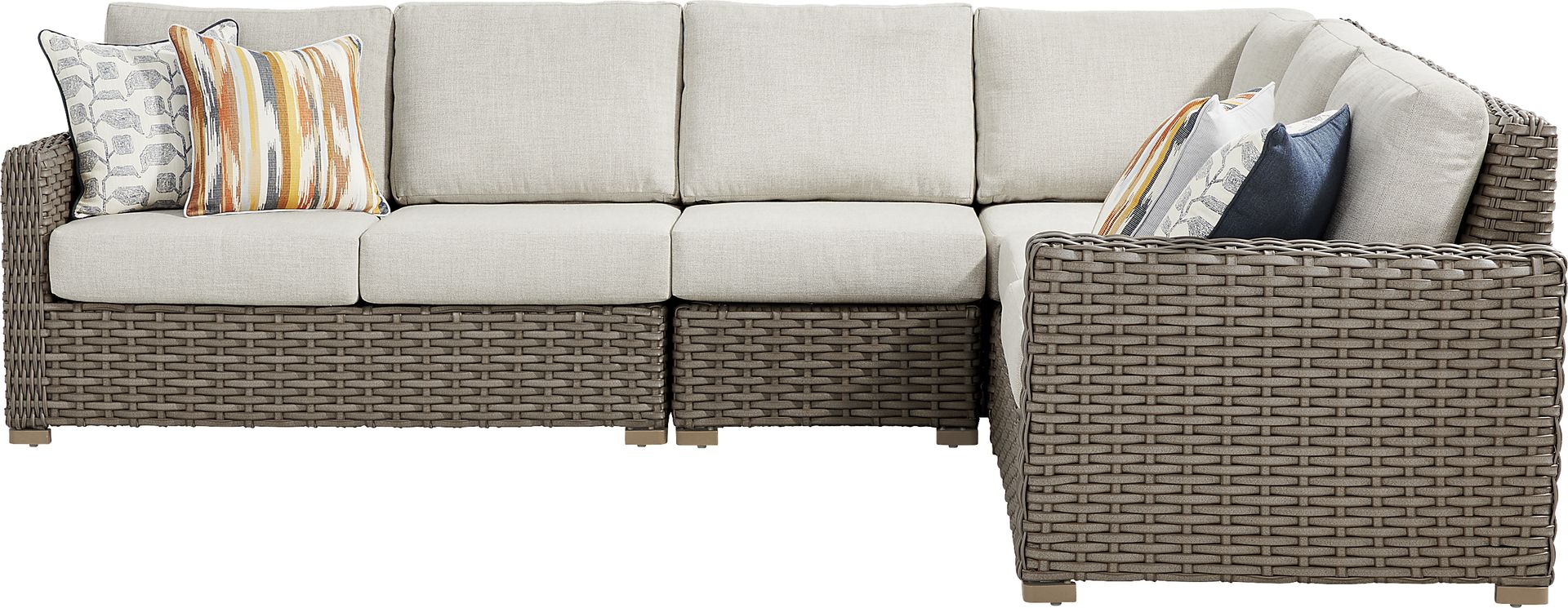 Siesta Key Driftwood Finish 4 Pc Outdoor Sectional with Desert Cushions - Image 3