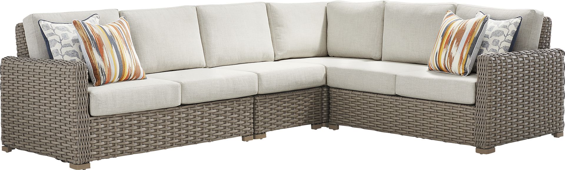 Siesta Key Driftwood Finish 4 Pc Outdoor Sectional with Desert Cushions - Image 1