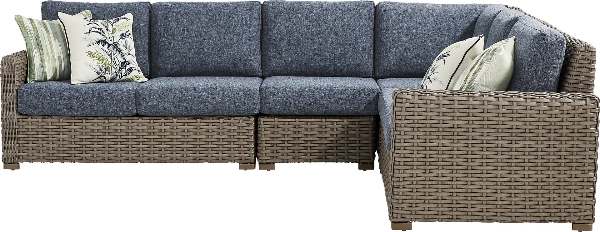 Siesta Key Driftwood Finish 4 Pc Outdoor Sectional with Ink Cushions - Image 3