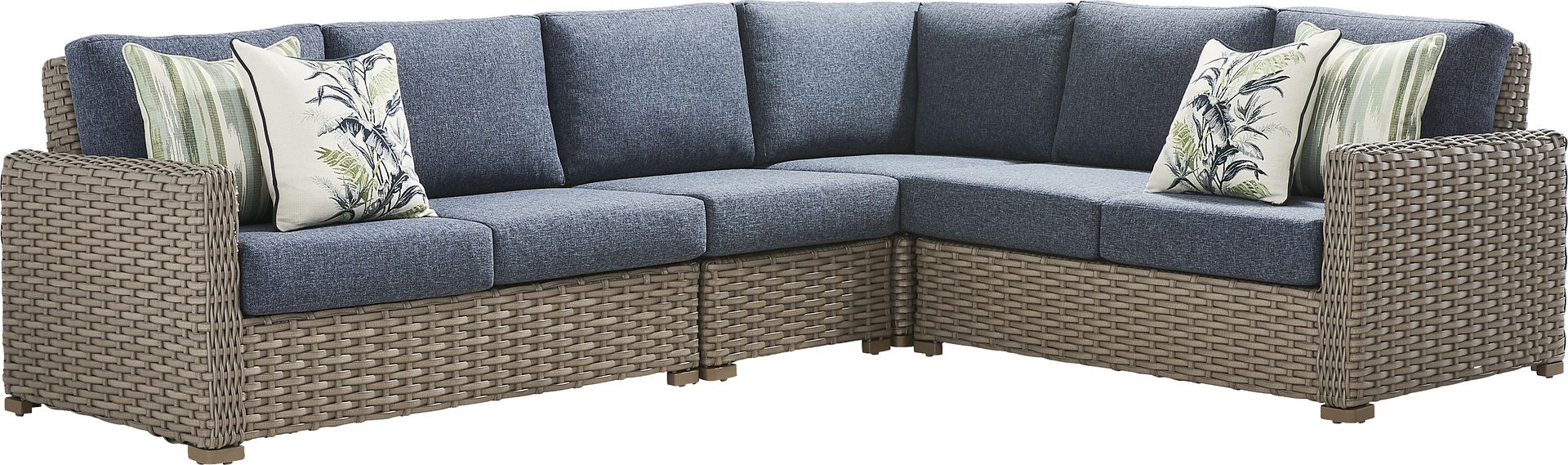 Siesta Key Driftwood Finish 4 Pc Outdoor Sectional with Ink Cushions - Image 1
