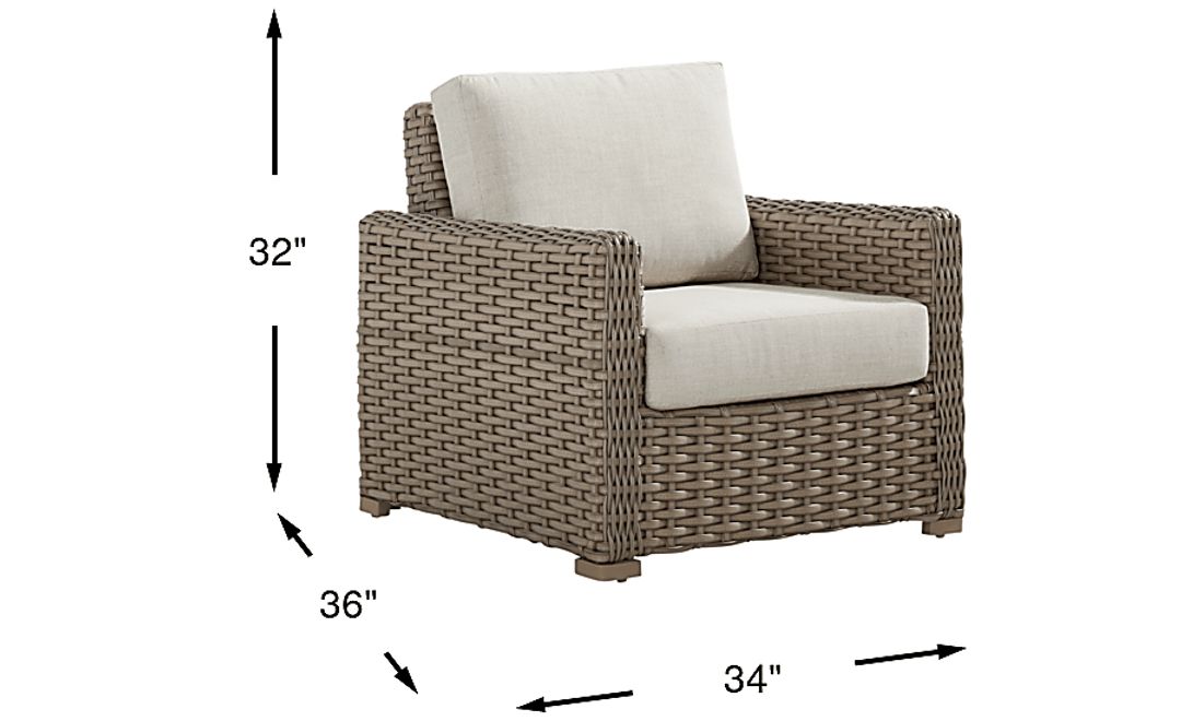 Siesta Key Driftwood Finish Outdoor Chair with Desert Cushions