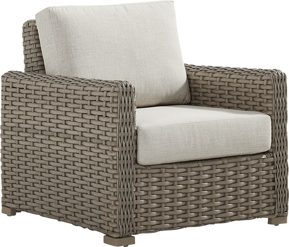 Siesta Key Driftwood Finish Outdoor Chair with Desert Cushions