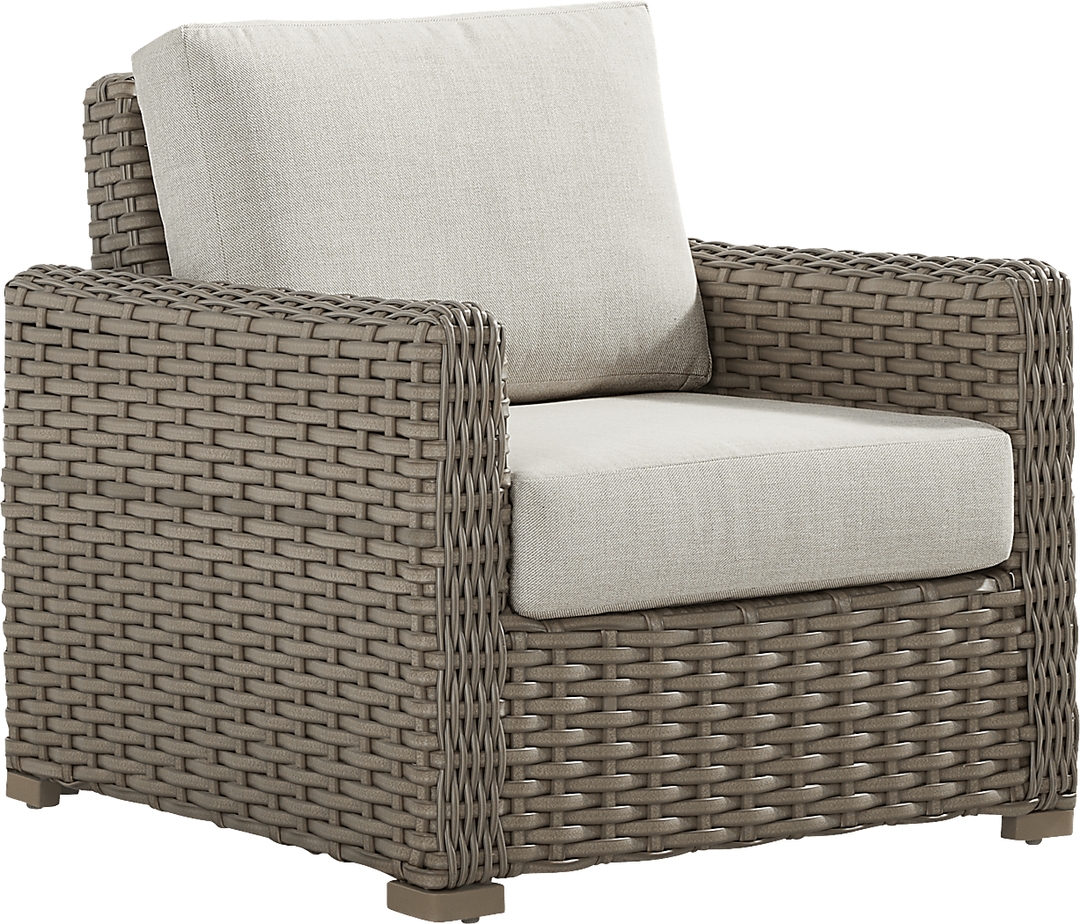 Siesta Key Driftwood Finish Outdoor Chair with Desert Cushions