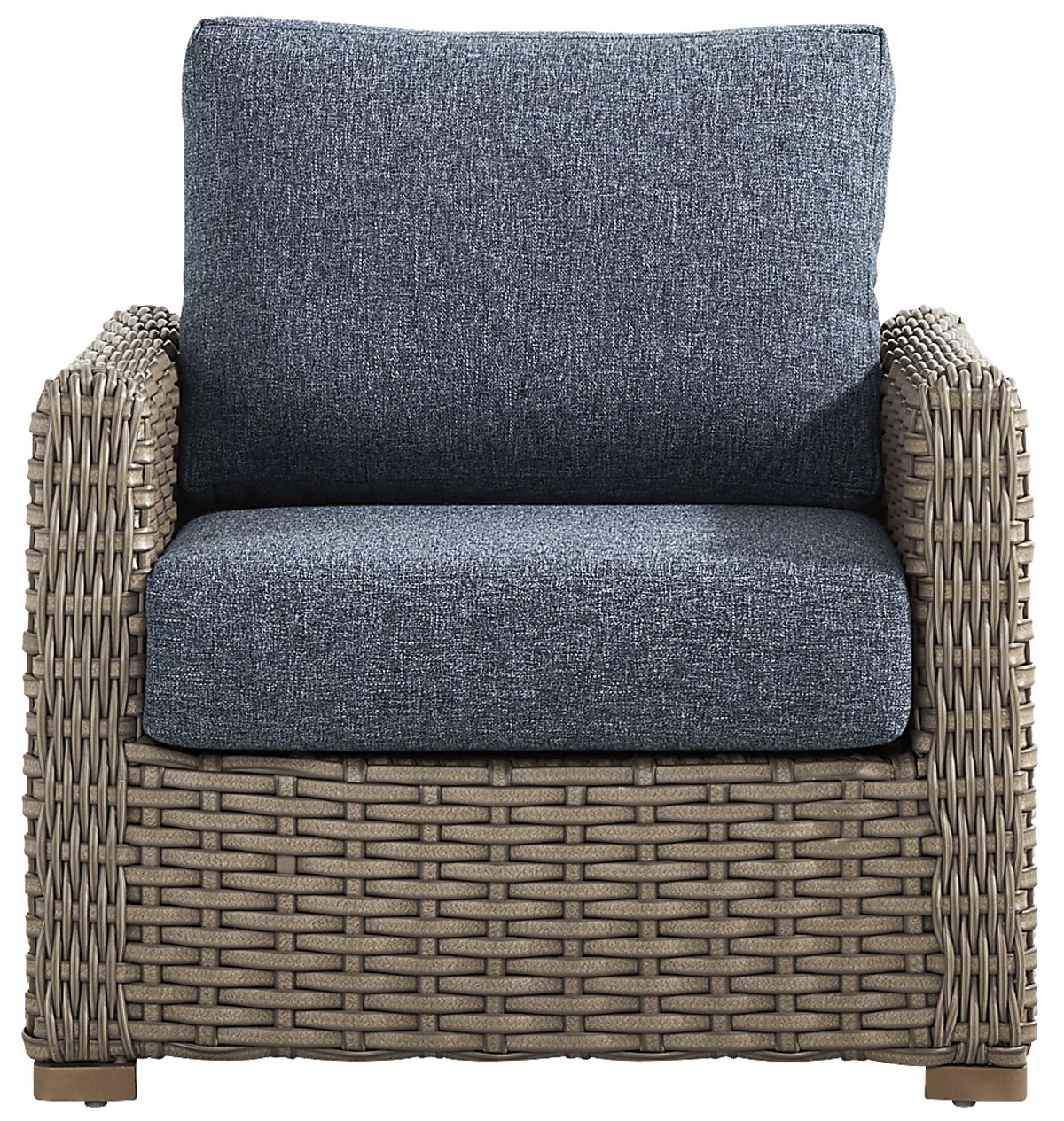 Siesta Key Driftwood Light Wood Ink Blue Wicker Outdoor Chair | Rooms to Go