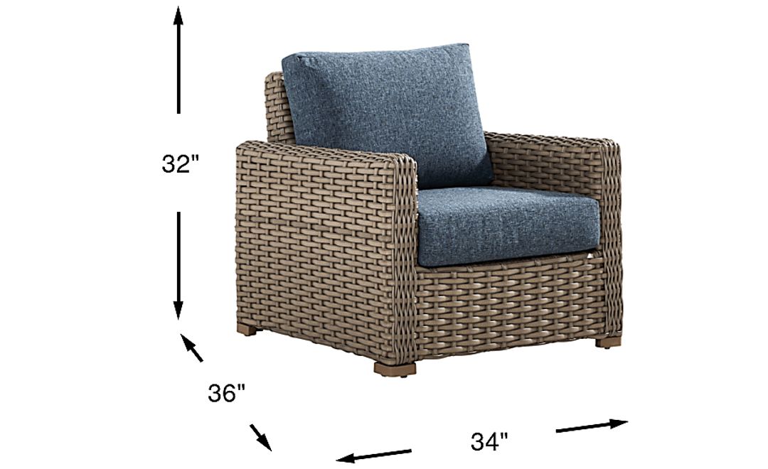 Siesta Key Driftwood Finish Outdoor Chair with Ink Cushions