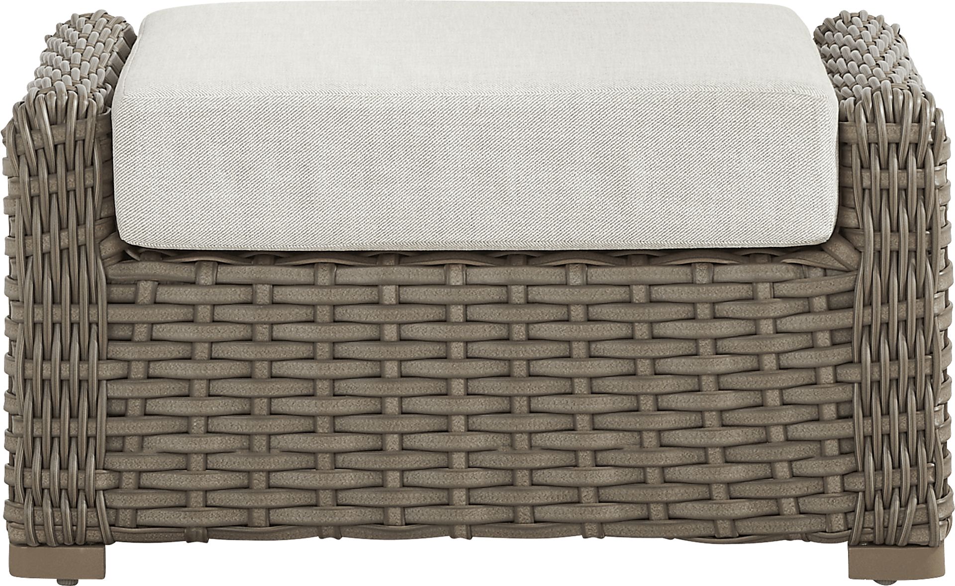Siesta Key Driftwood Finish Outdoor Ottoman with Desert Cushion - Image 2