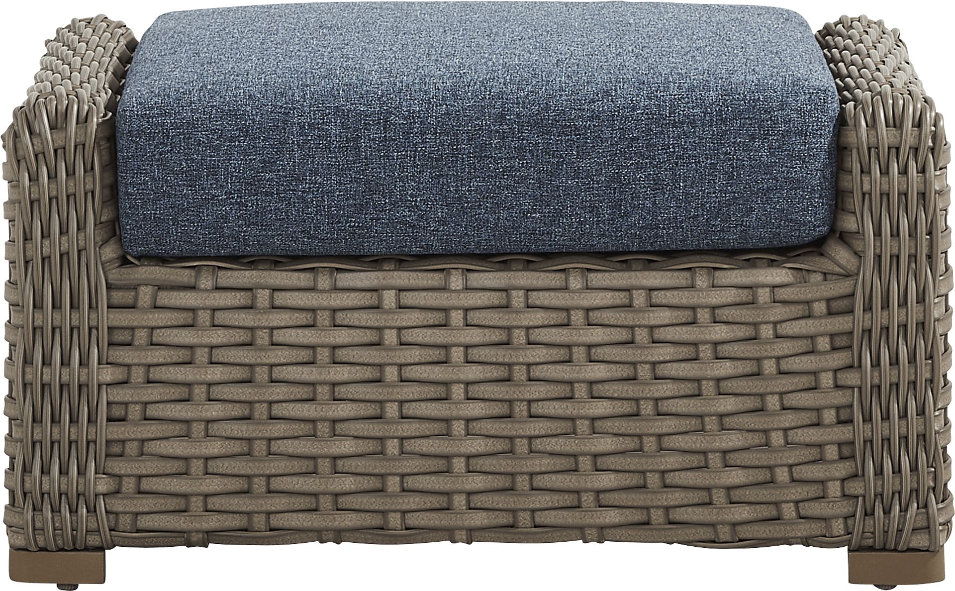 Siesta Key Driftwood Finish Outdoor Ottoman with Ink Cushion - Image 2