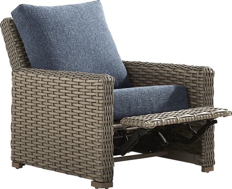 Siesta Key Driftwood Finish Outdoor Recliner with Ink Cushions