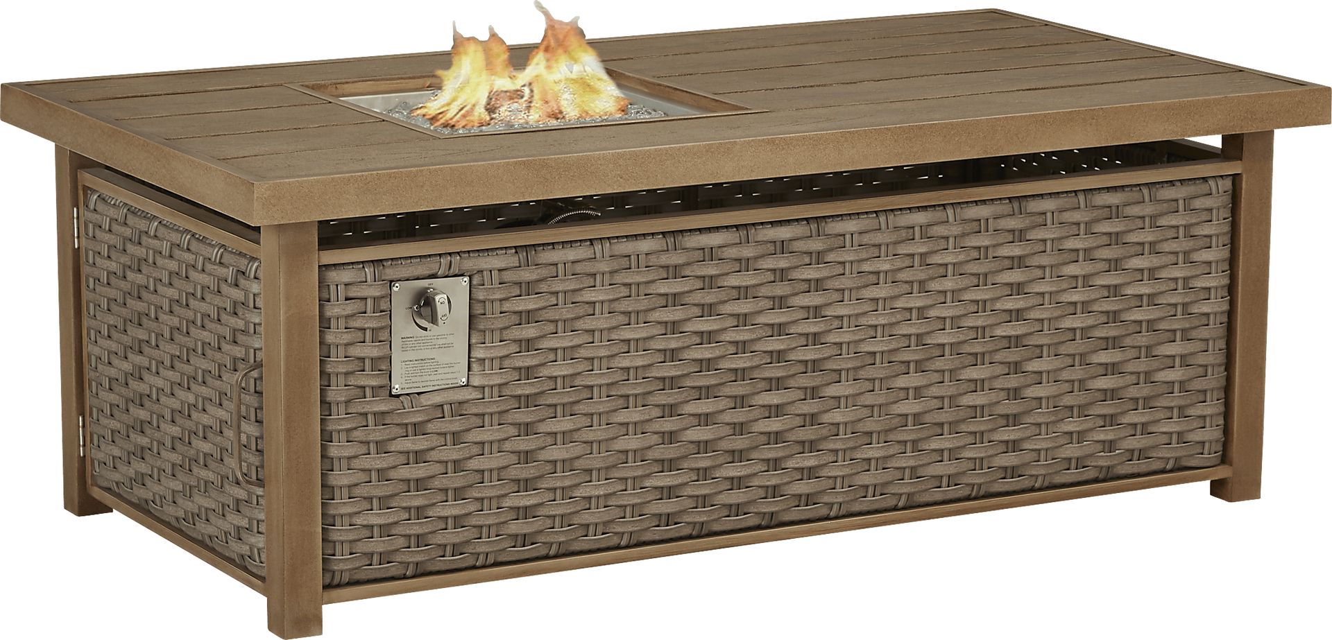 Siesta Key Driftwood Finish Outdoor Rectangle Fire Pit - Image 1