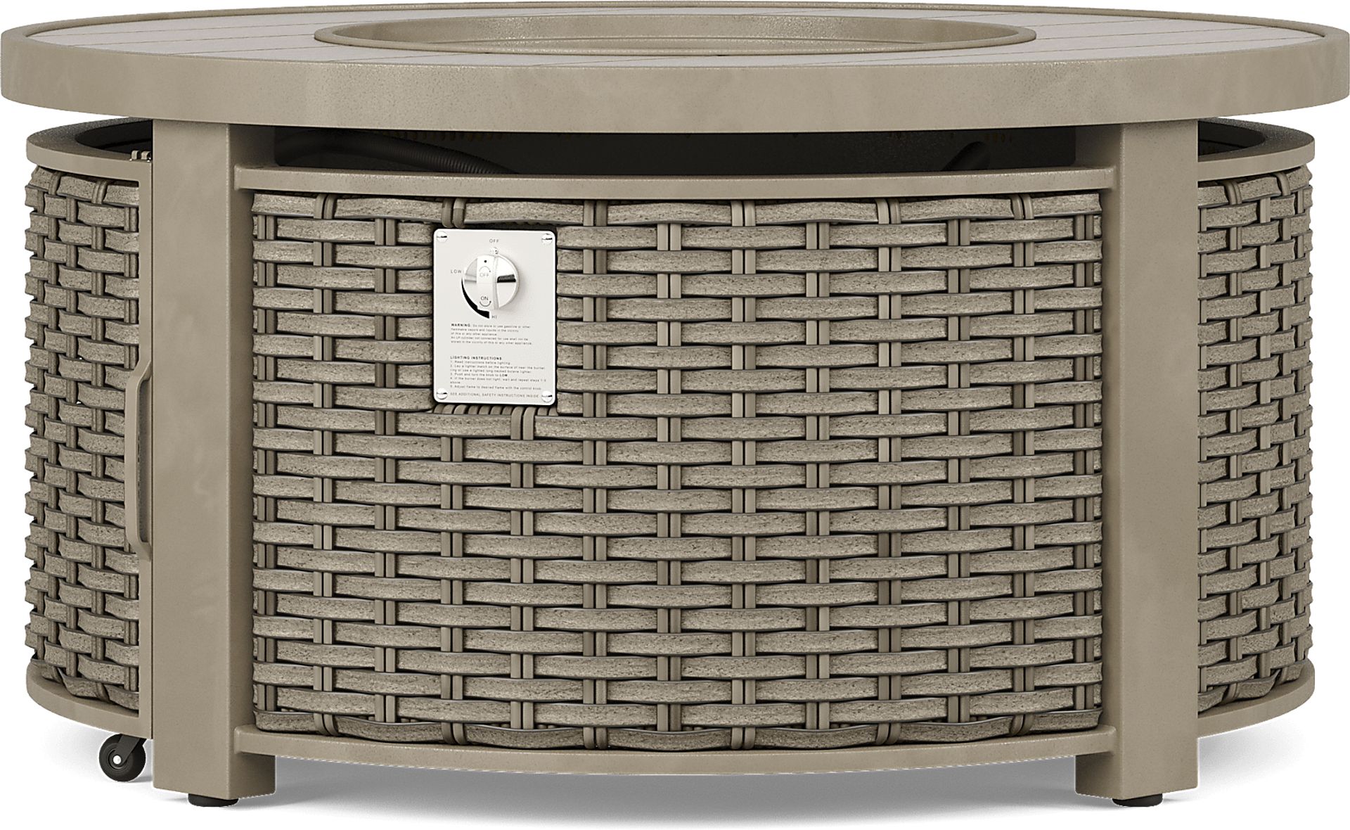 Siesta Key Driftwood Finish 5 Pc Outdoor Fire Pit Chat Set with Desert Cushions - Image 3