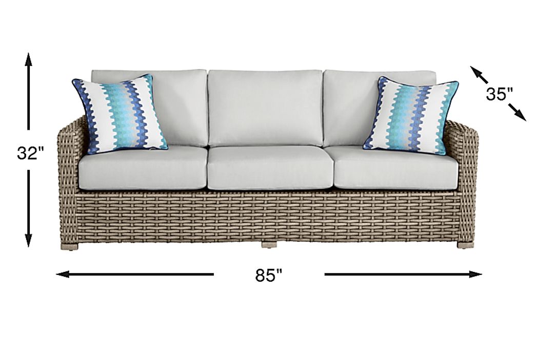Siesta Key Driftwood Finish Outdoor Sofa with Dove Cushions