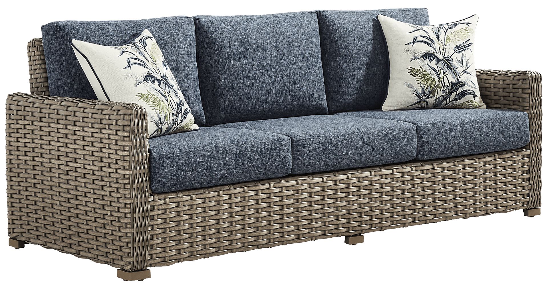 Siesta Key Driftwood Finish Outdoor Sofa with Ink Cushions - Image 2