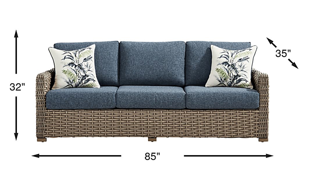 Siesta Key Driftwood Finish Outdoor Sofa with Ink Cushions