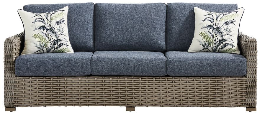 Siesta Key Driftwood Finish Outdoor Sofa with Ink Cushions