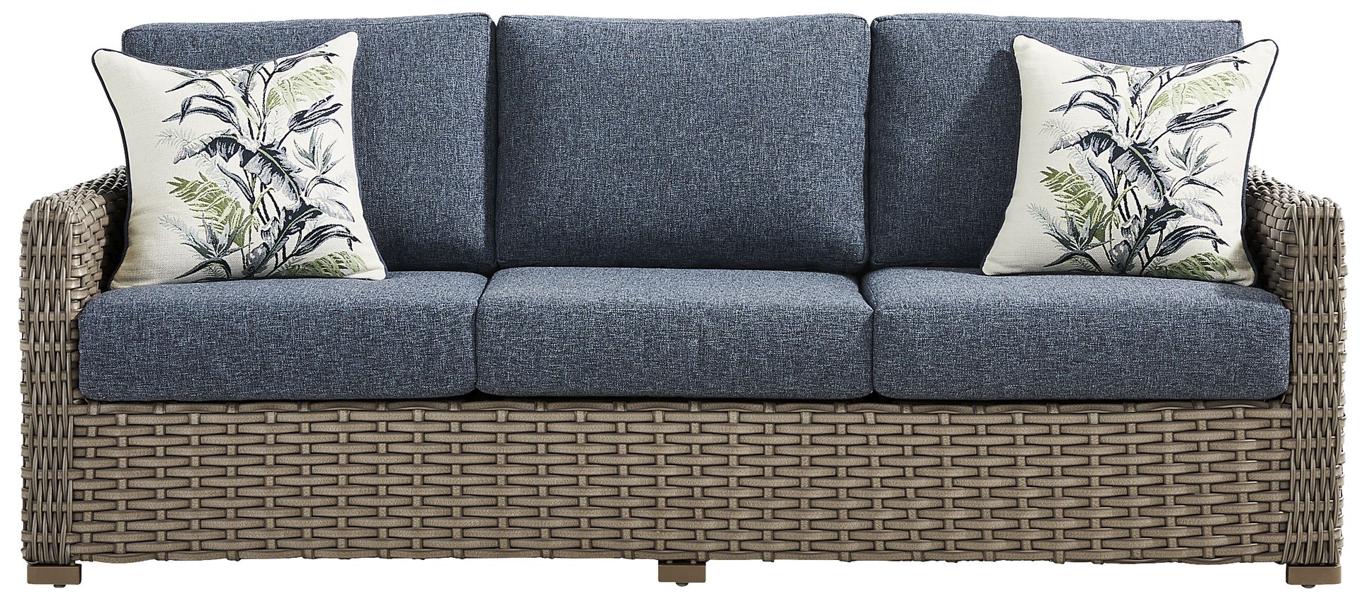 Siesta Key Driftwood Finish Outdoor Sofa with Ink Cushions - Image 1