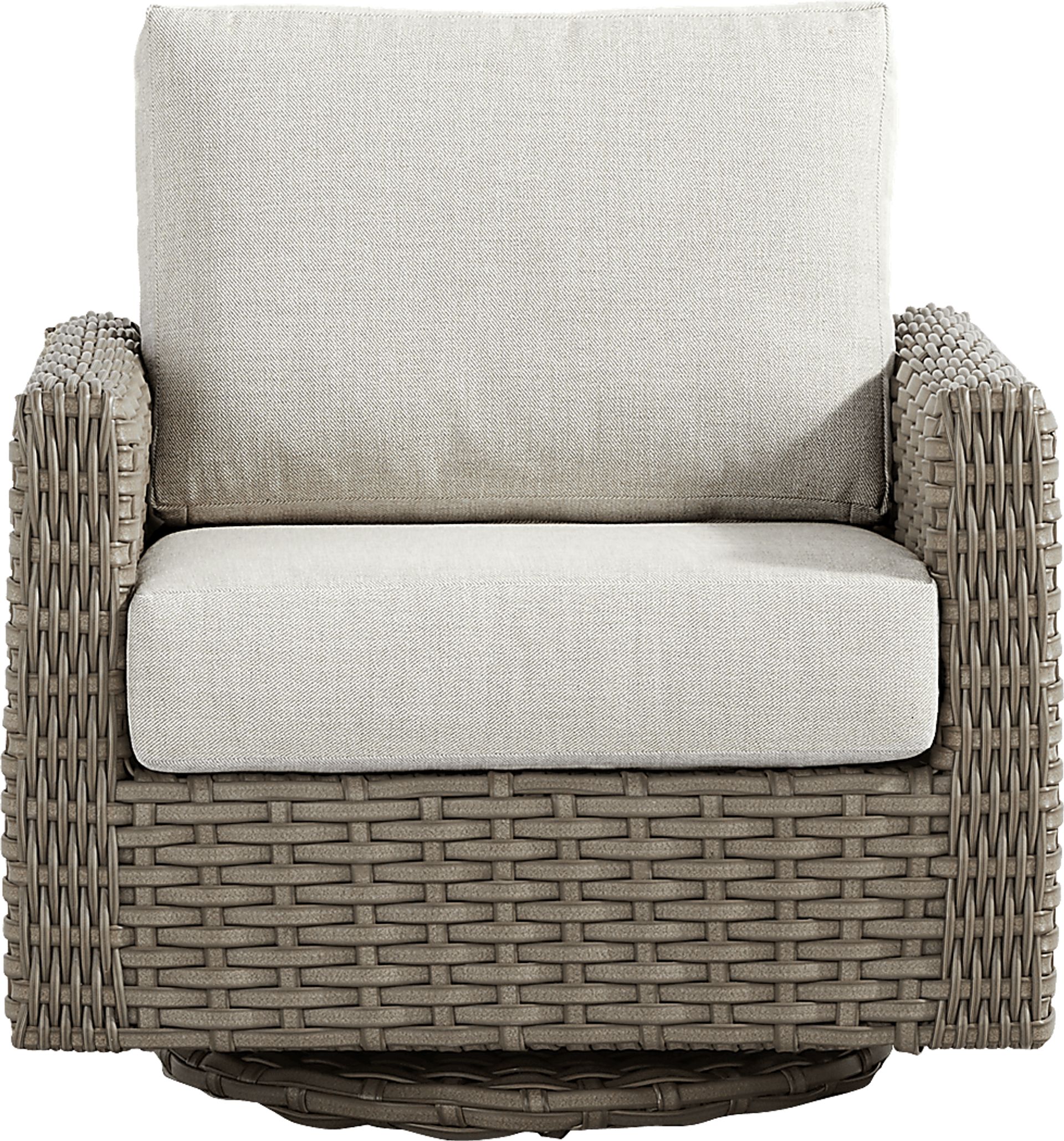 Siesta Key Driftwood Finish Outdoor Swivel Chair with Desert Cushions - Image 2