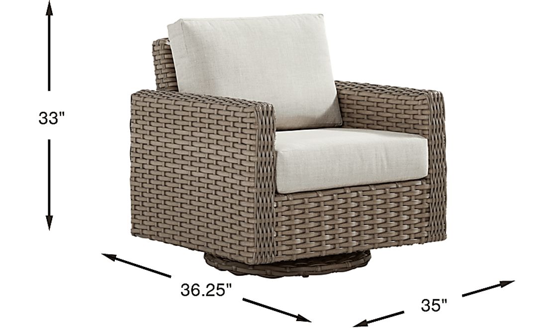 Siesta Key Driftwood Finish Outdoor Swivel Chair with Desert Cushions