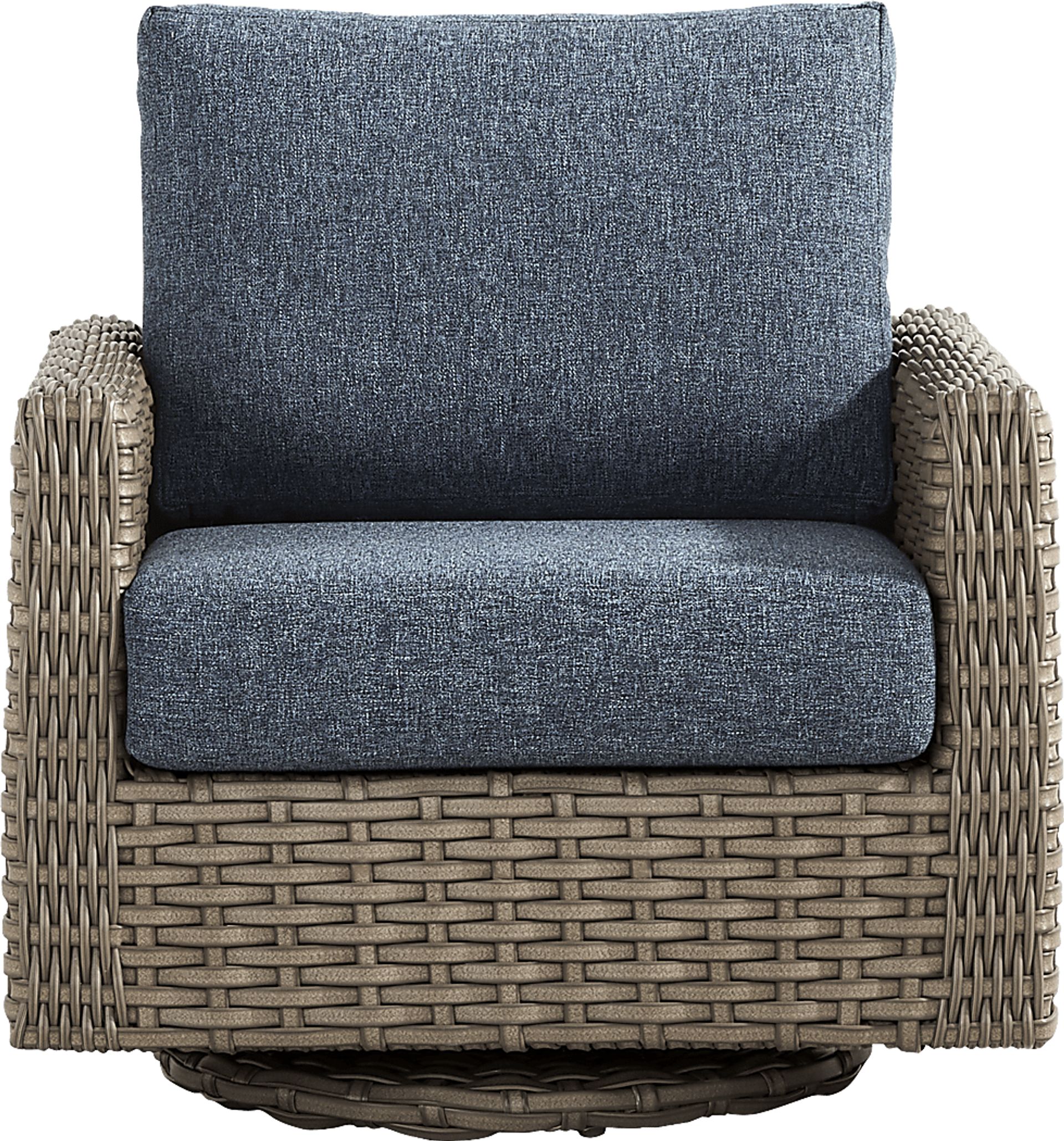 Siesta Key Driftwood Finish Outdoor Swivel Chair with Ink Cushions - Image 2