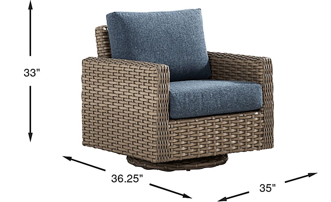 Siesta Key Driftwood Finish Outdoor Swivel Chair with Ink Cushions