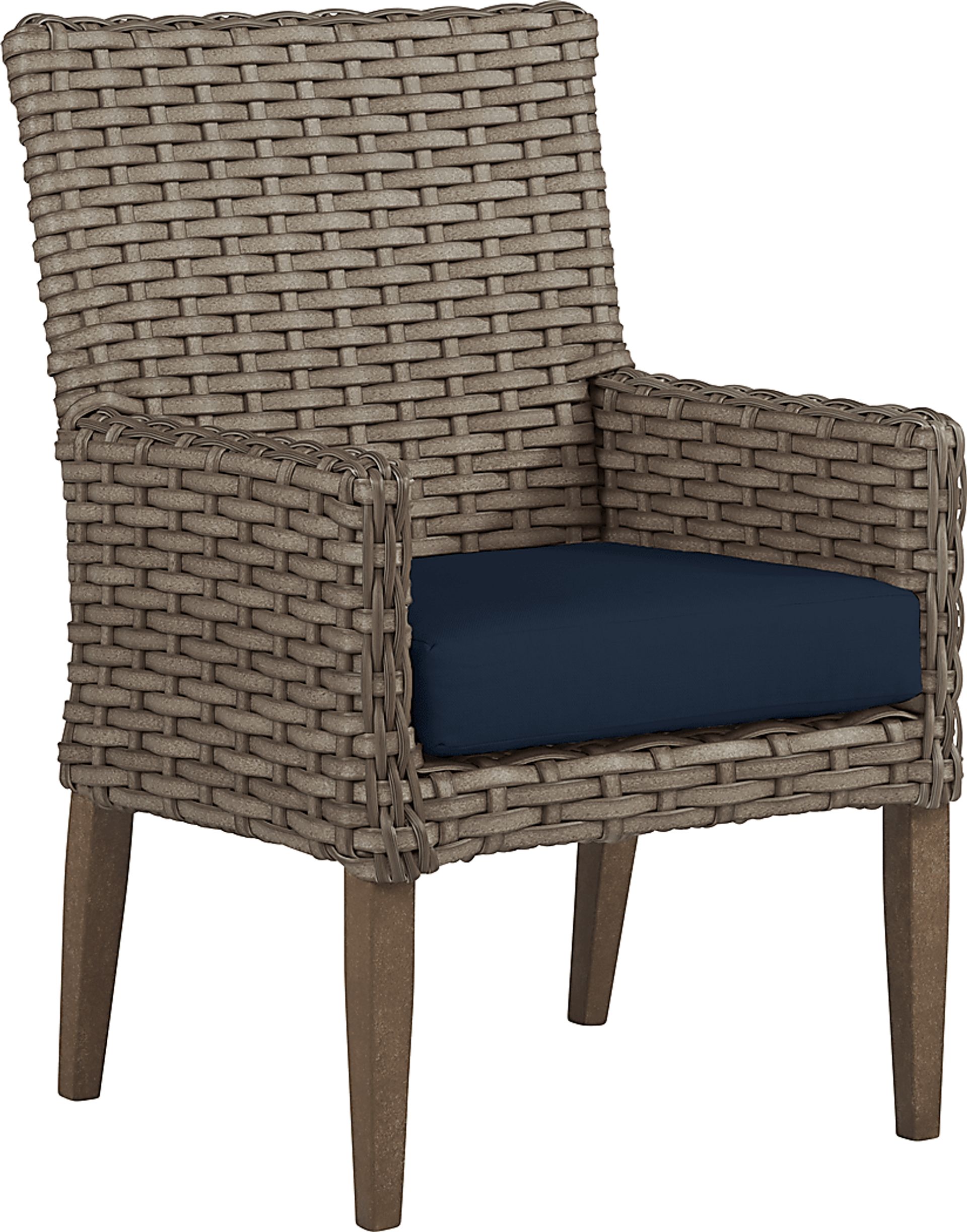 Siesta Key Driftwood Outdoor Arm Chair with Ink Cushion - Image 1
