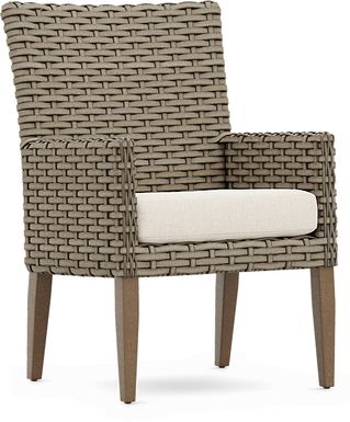 Siesta Key Driftwood Finish Outdoor Arm Chair with Desert Cushion