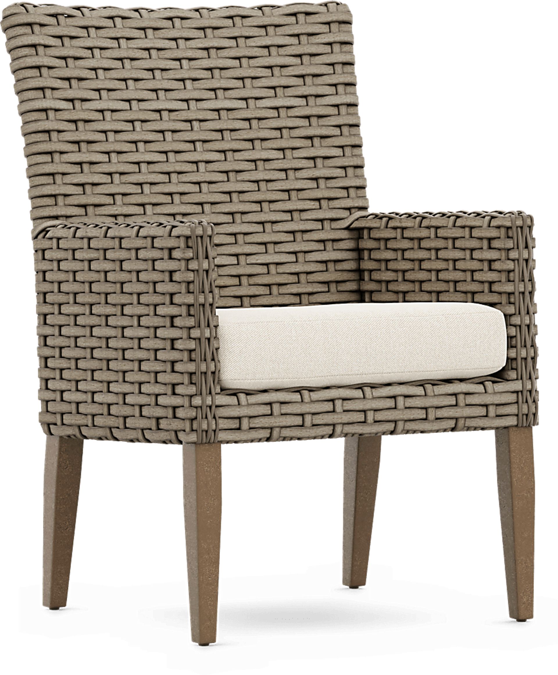 Siesta Key Driftwood Outdoor Arm Chair with Desert Cushion - Image 1