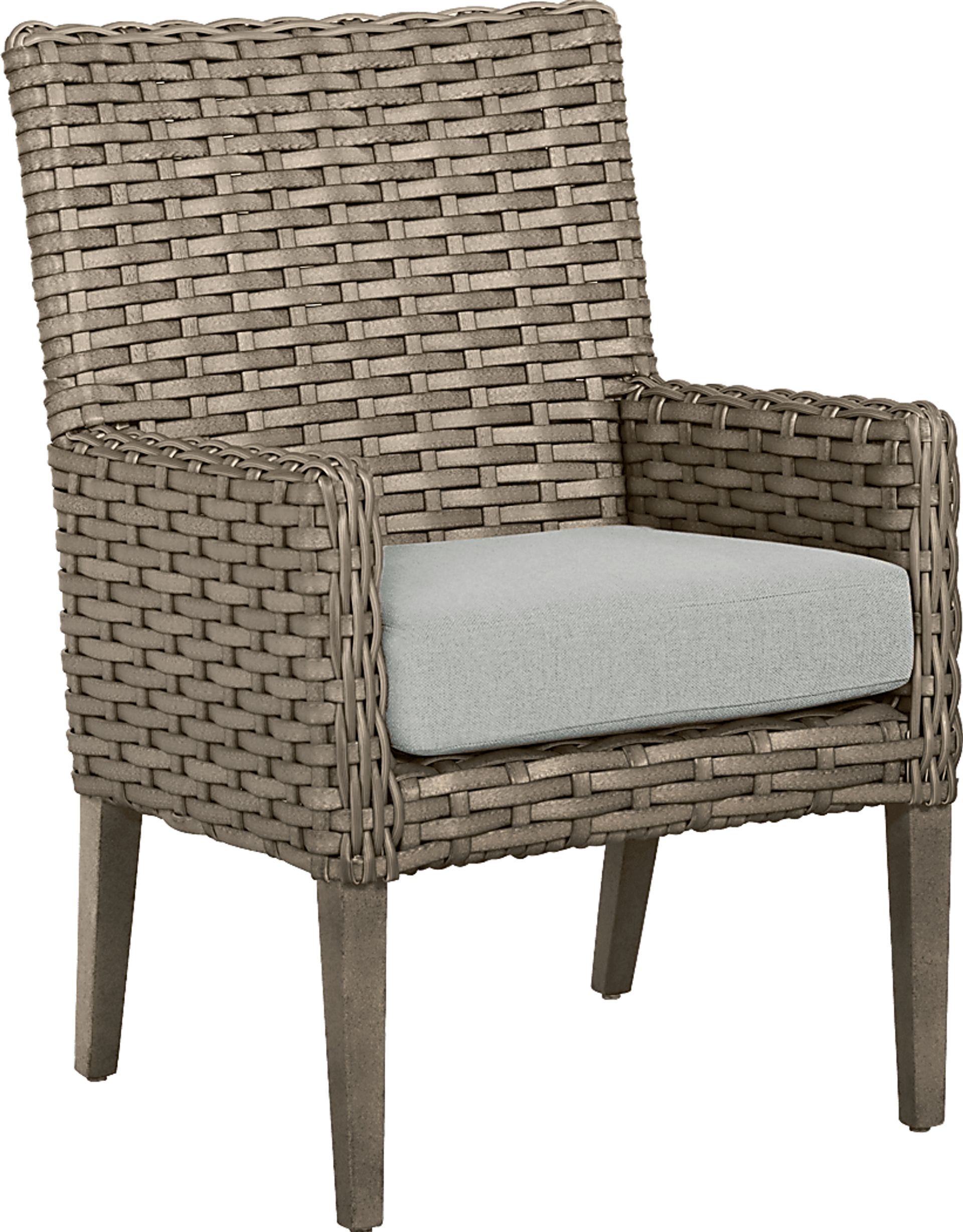 Siesta Key Driftwood Outdoor Arm Chair with Dove Cushion - Image 1