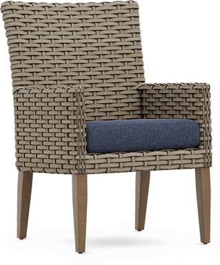 Siesta Key Driftwood Finish Outdoor Arm Chair with Ink Cushion