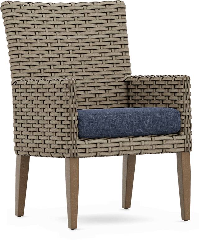 Siesta Key Driftwood Outdoor Arm Chair with Ink Cushion - Thumbnail - Image 1