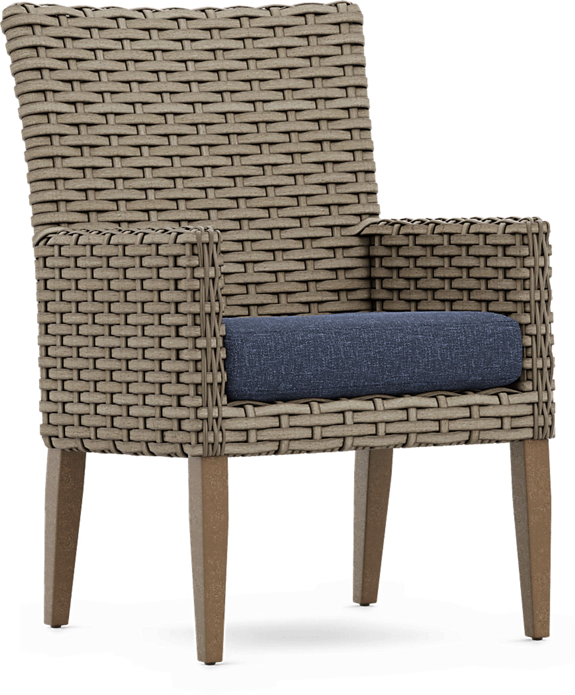 Siesta Key Driftwood Outdoor Arm Chair with Ink Cushion - Image 1
