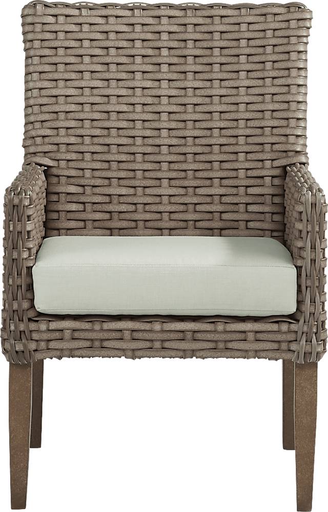 Siesta Key Driftwood Outdoor Arm Chair with Rollo Seafoam Cushion - Thumbnail - Image 2