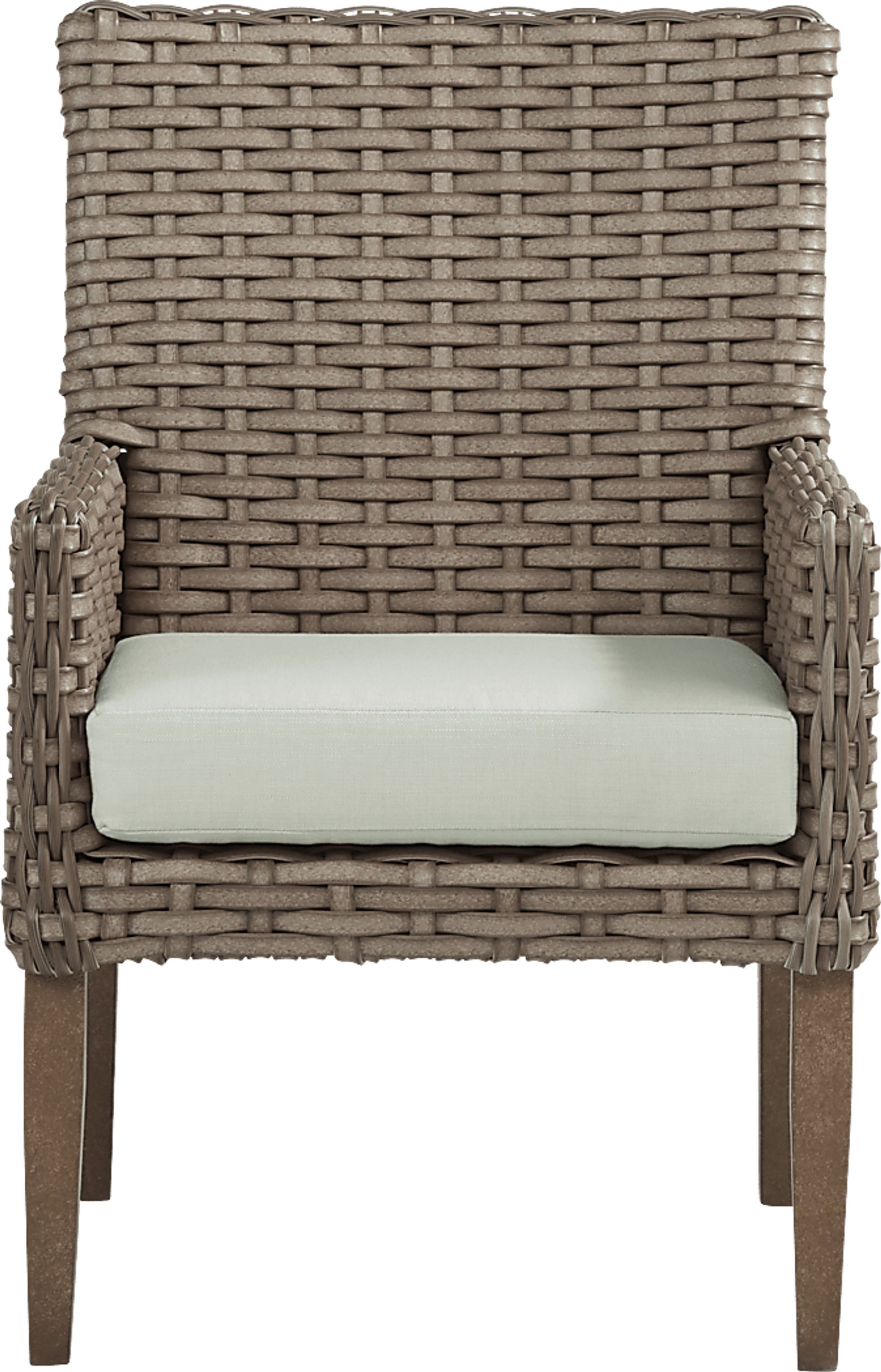 Siesta Key Driftwood Outdoor Arm Chair with Rollo Seafoam Cushion - Image 2