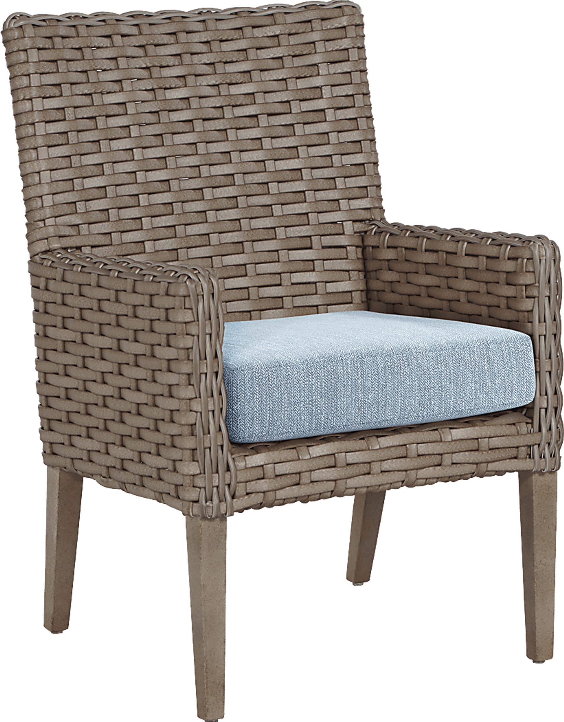 Siesta Key Driftwood Outdoor Arm Chair with Steel Cushion - Image 1
