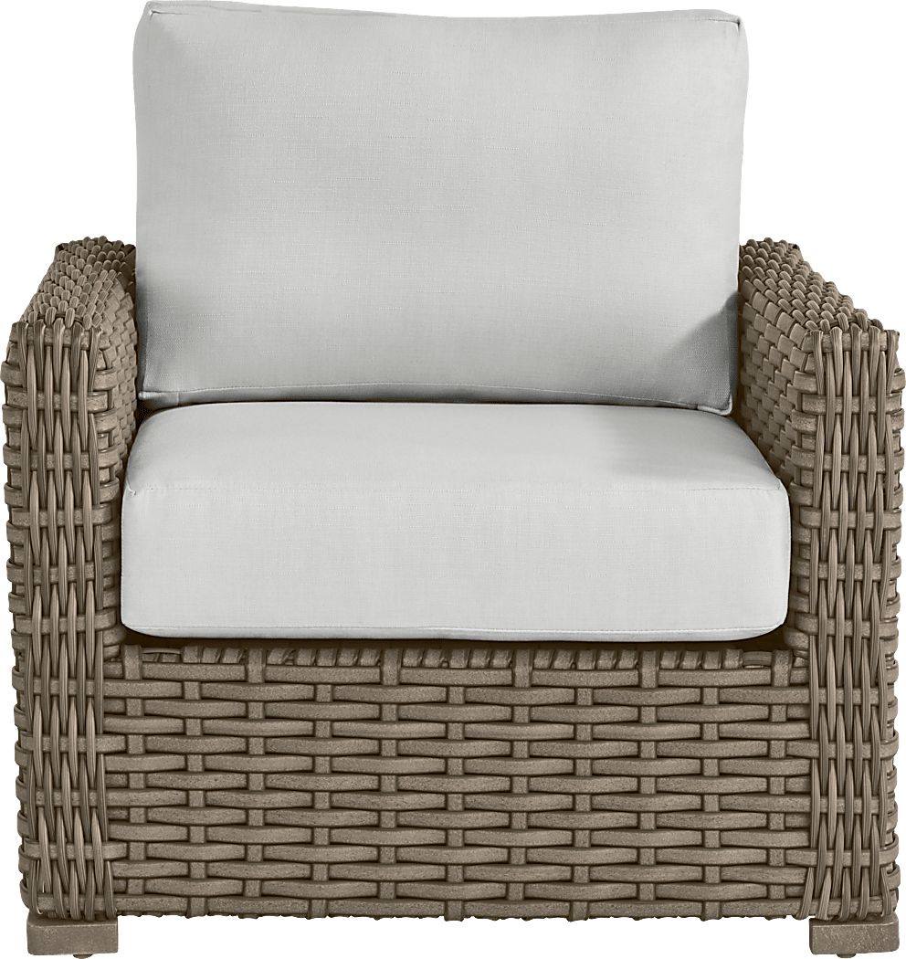 Siesta Key Driftwood Finish Outdoor Chair with Dove Cushions