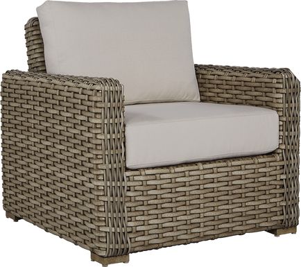 Siesta Key Driftwood Outdoor Chair with Rollo Linen Cushions
