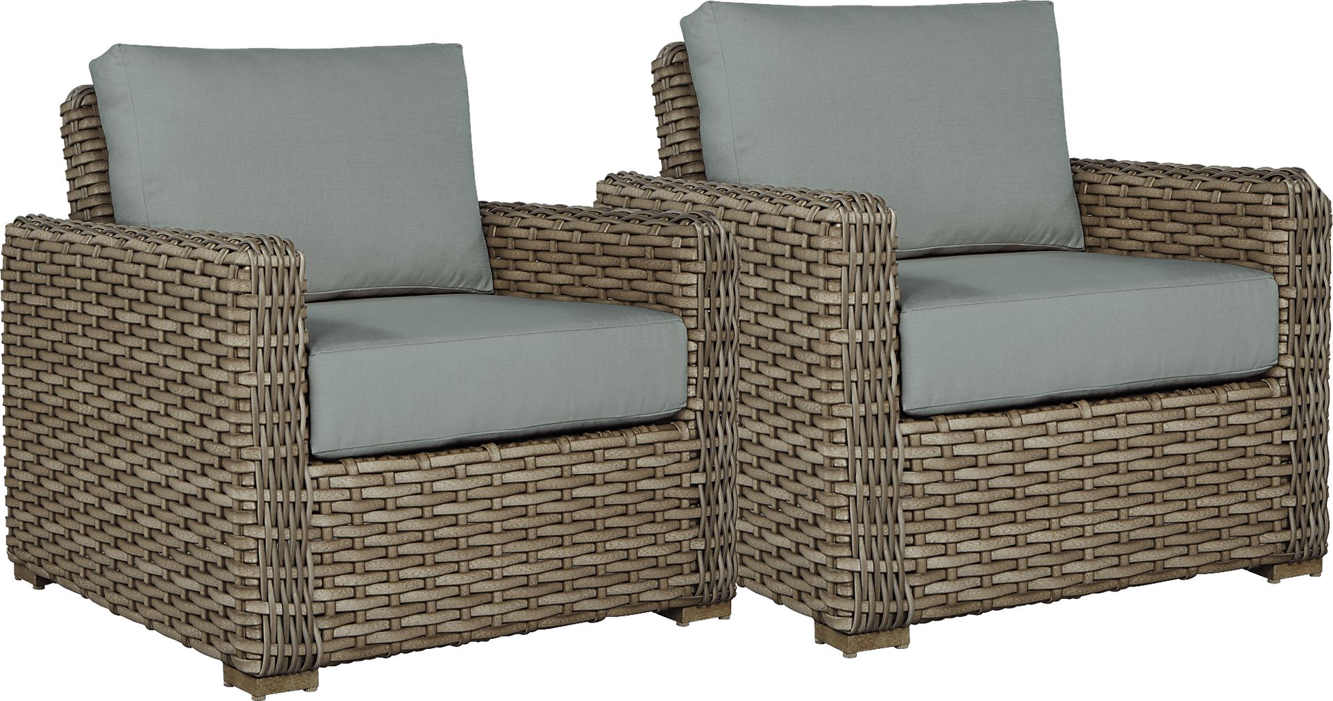 Siesta Key Driftwood Outdoor Chair with Mist Cushions - Set of 2 - Image 1