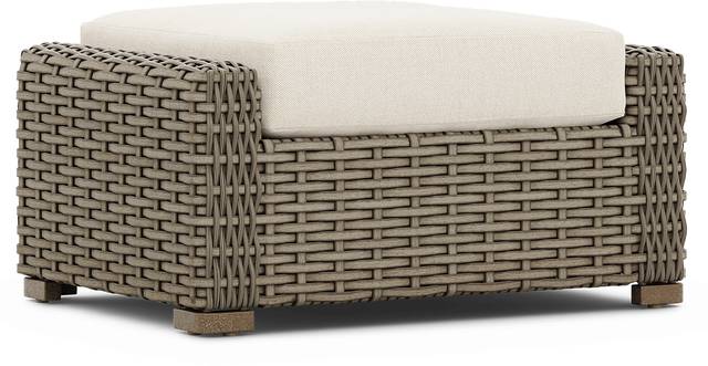 Siesta Key Driftwood Outdoor Ottoman with Desert Cushion - Thumbnail - Image 1