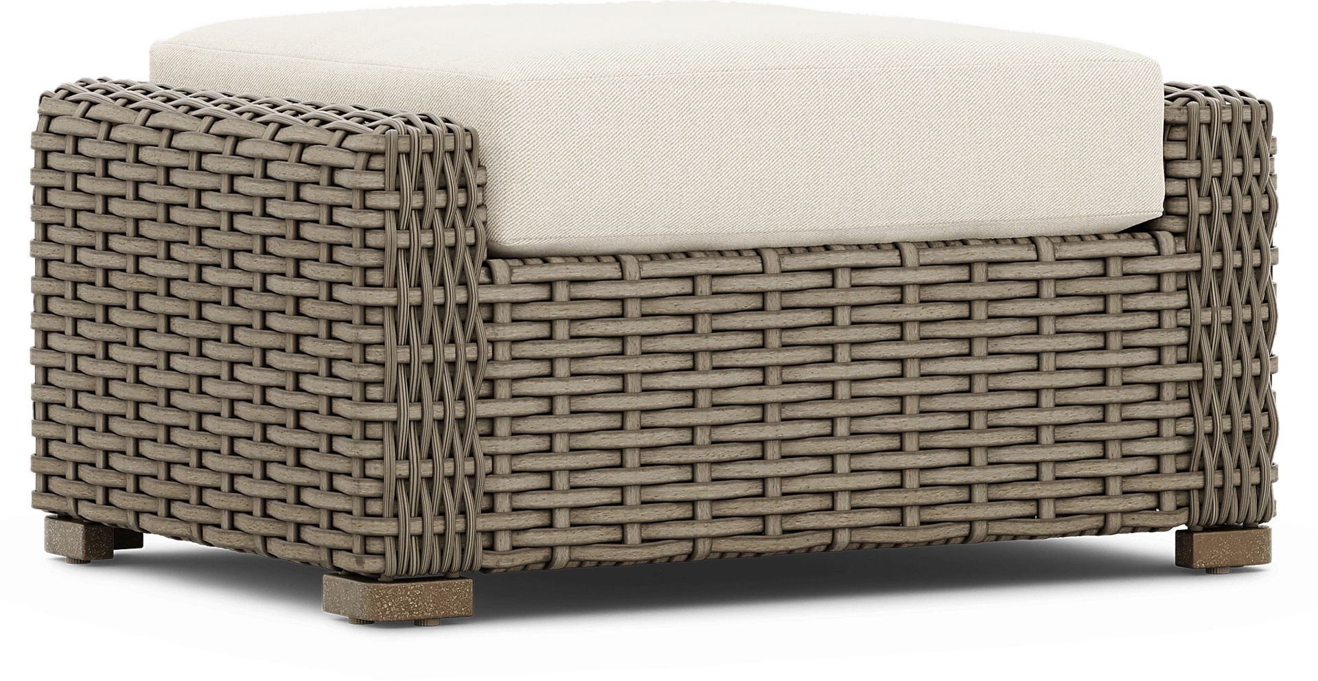 Siesta Key Driftwood Outdoor Ottoman with Desert Cushion - Image 1