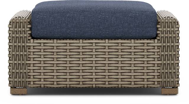 Siesta Key Driftwood Outdoor Ottoman with Ink Cushion - Thumbnail - Image 2