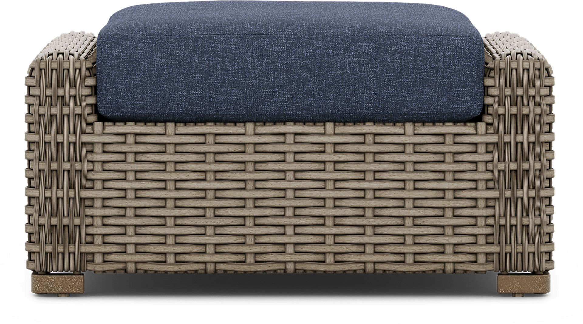 Siesta Key Driftwood Outdoor Ottoman with Ink Cushion - Image 2