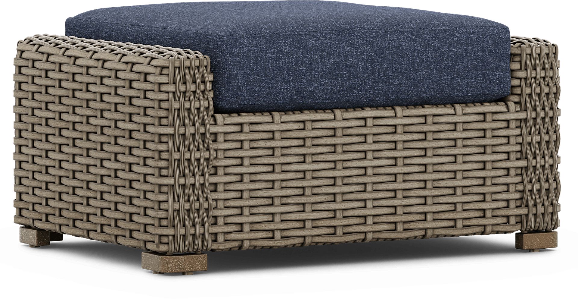 Siesta Key Driftwood Outdoor Ottoman with Ink Cushion - Image 1