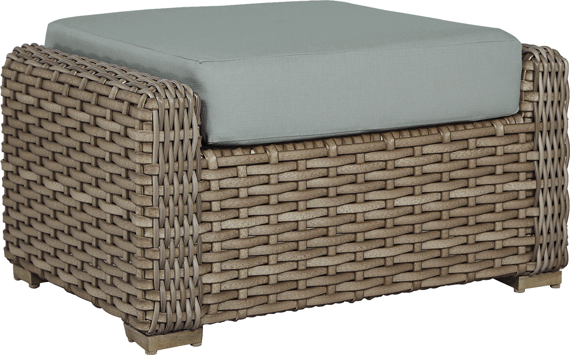 Siesta Key Driftwood Outdoor Ottoman with Mist Cushion - Image 1