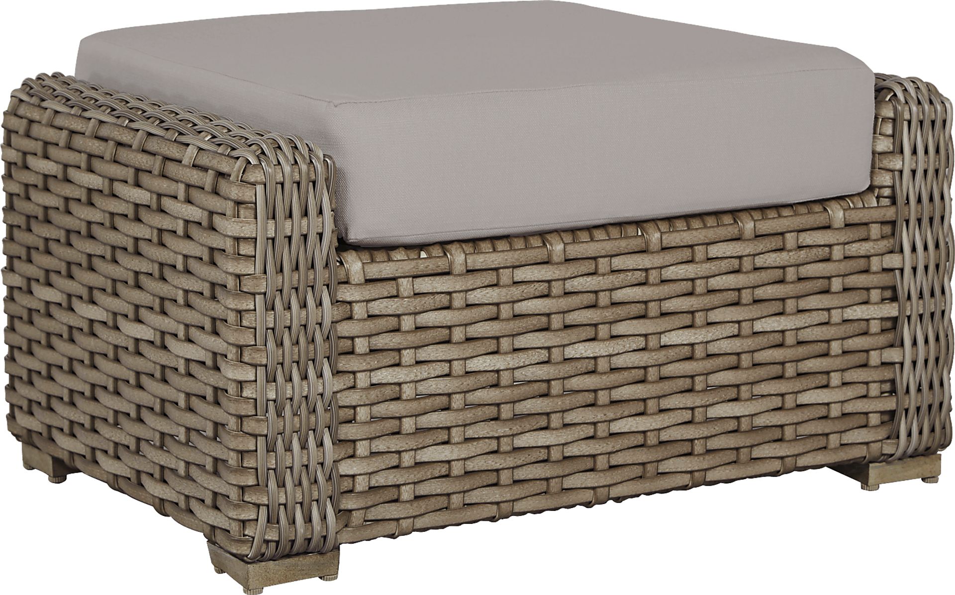 Siesta Key Driftwood Outdoor Ottoman with Rollo Linen Cushion - Image 1