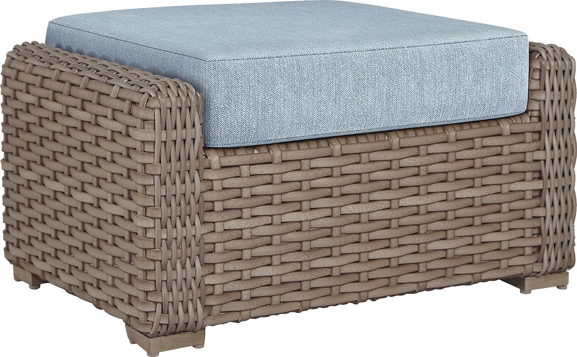 Siesta Key Driftwood Outdoor Ottoman with Steel Cushion - Image 1