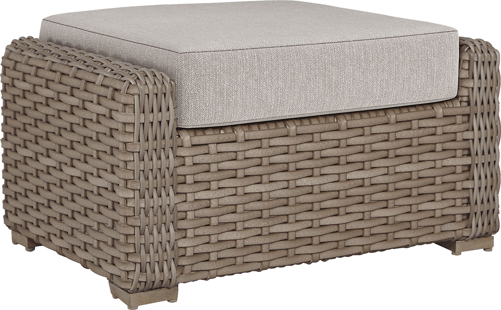 Siesta Key Driftwood Outdoor Ottoman with Twine Cushion - Image 1