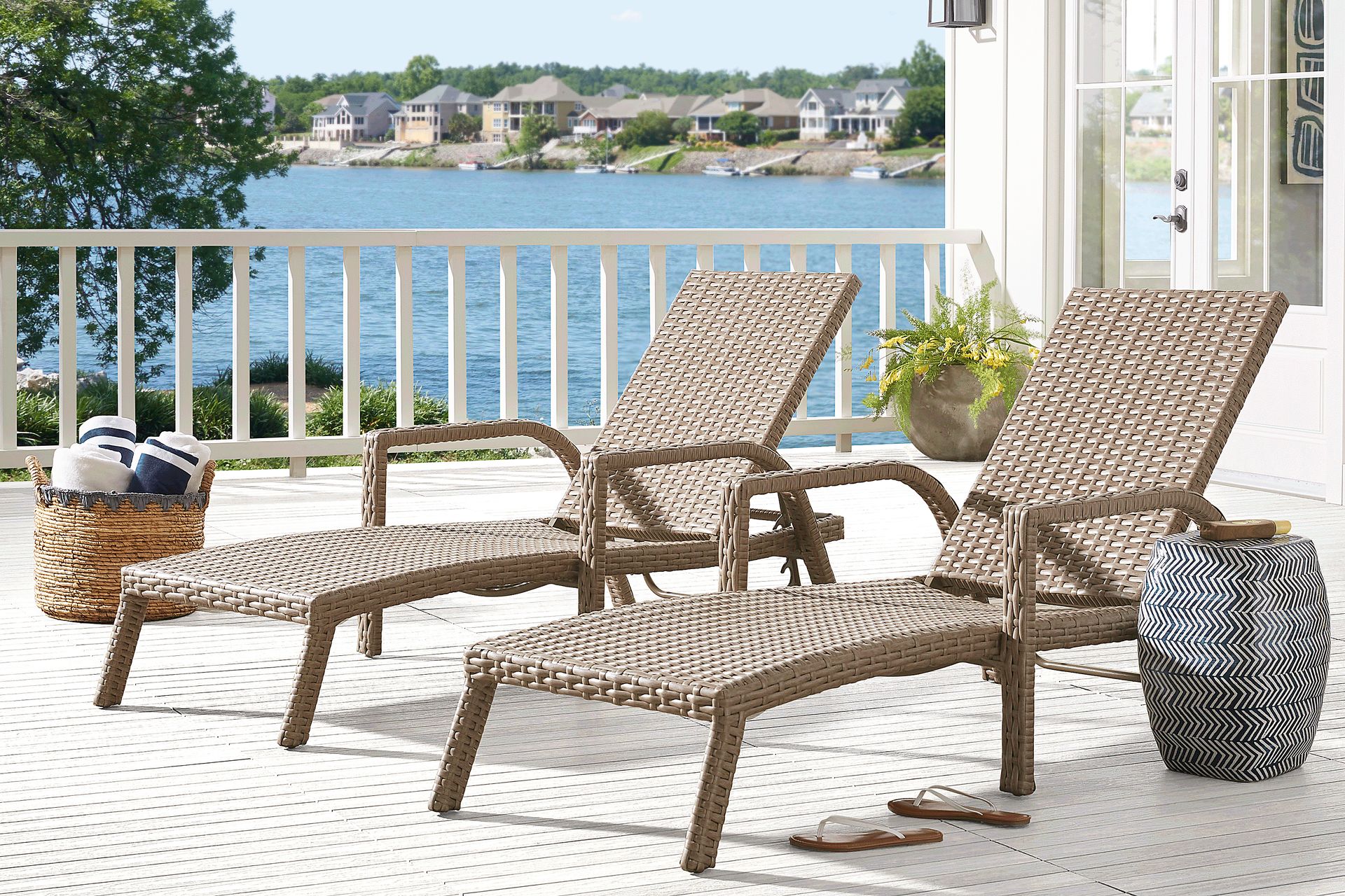 Siesta Key Driftwood Outdoor Pool Chaise, Set of 2 - Image 1