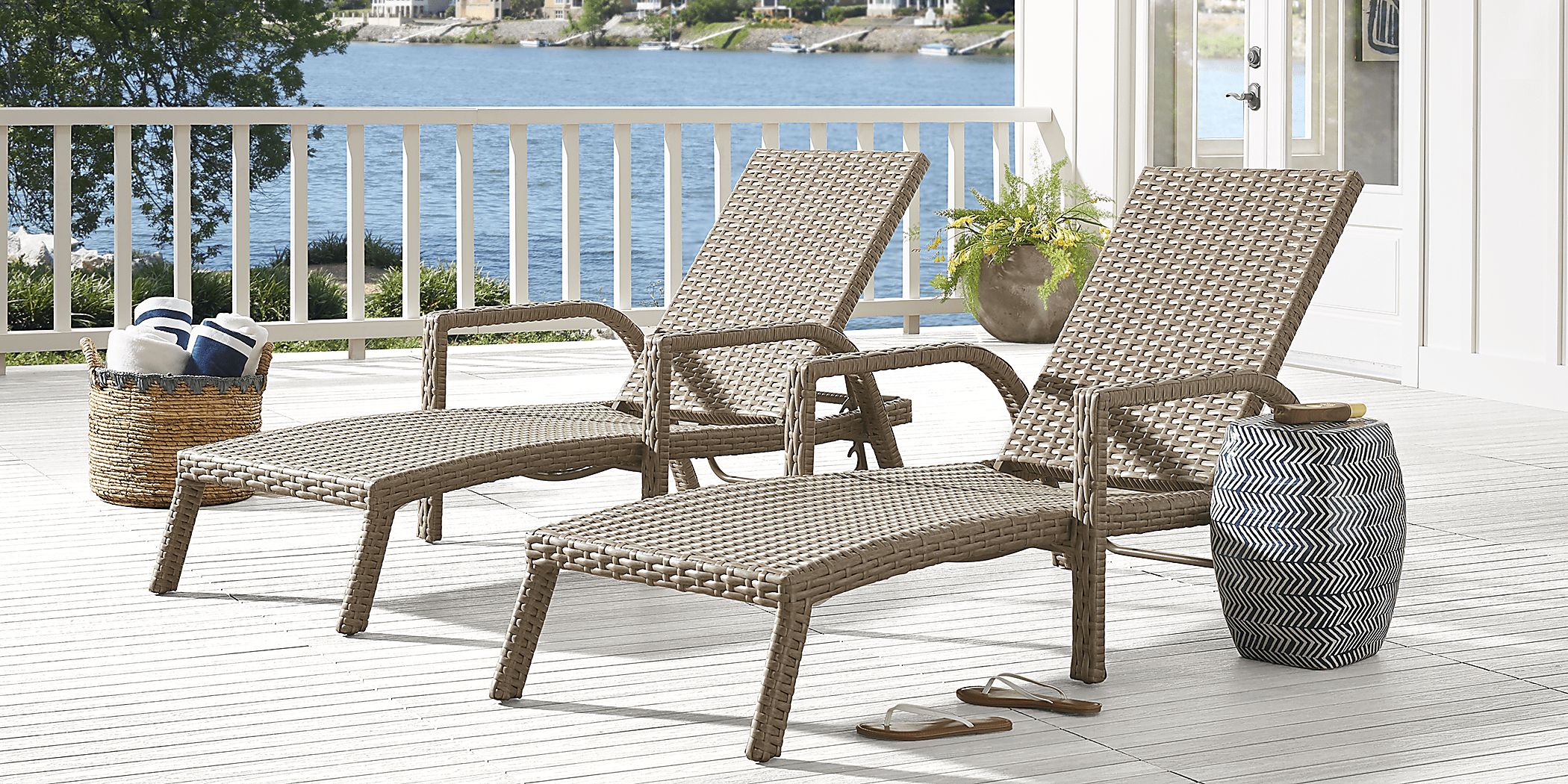 Siesta Key Driftwood Finish Outdoor Pool Chaise, Set of 2